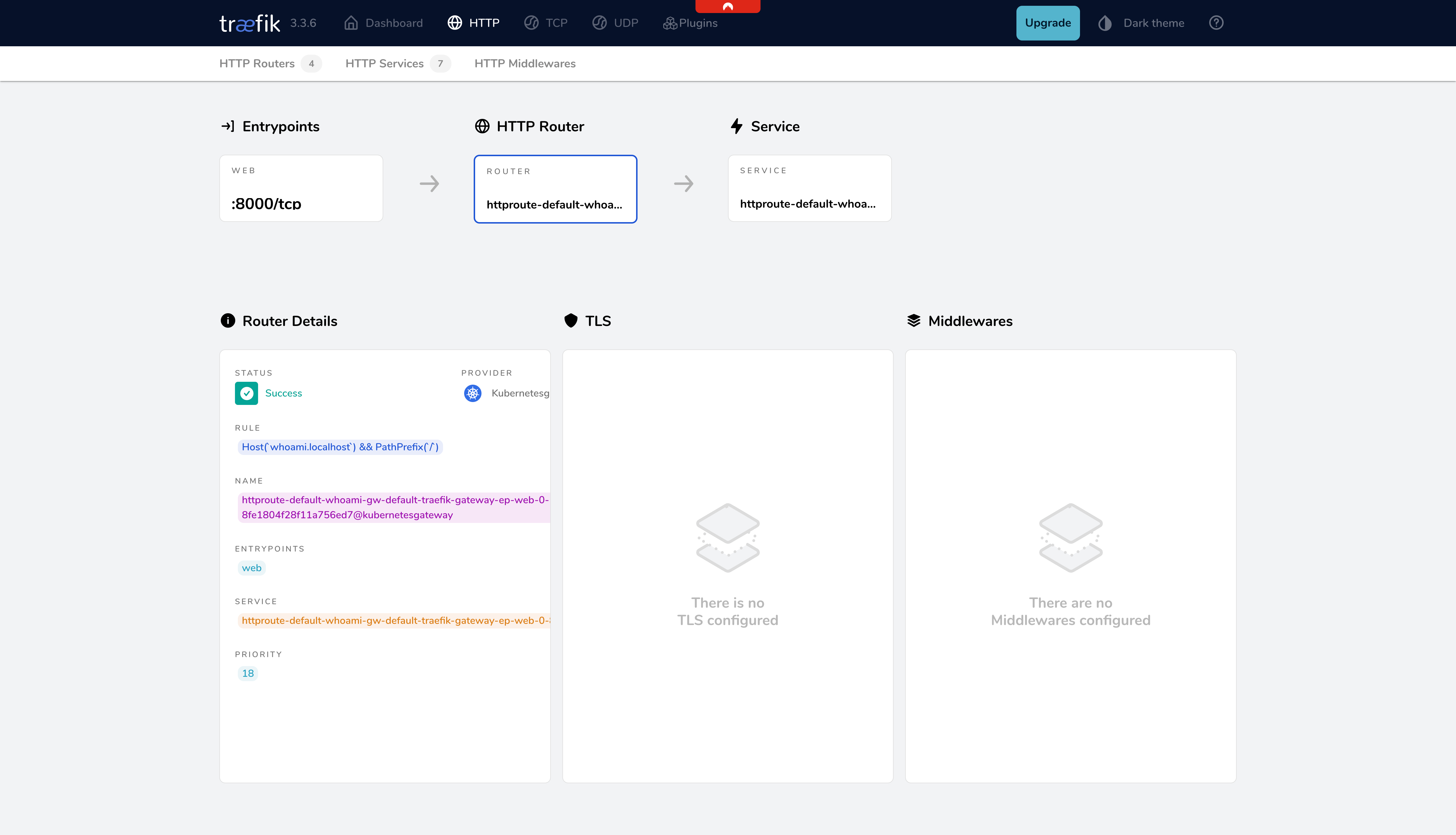 Traefik Dashboard HTTP Routes Section Screenshot