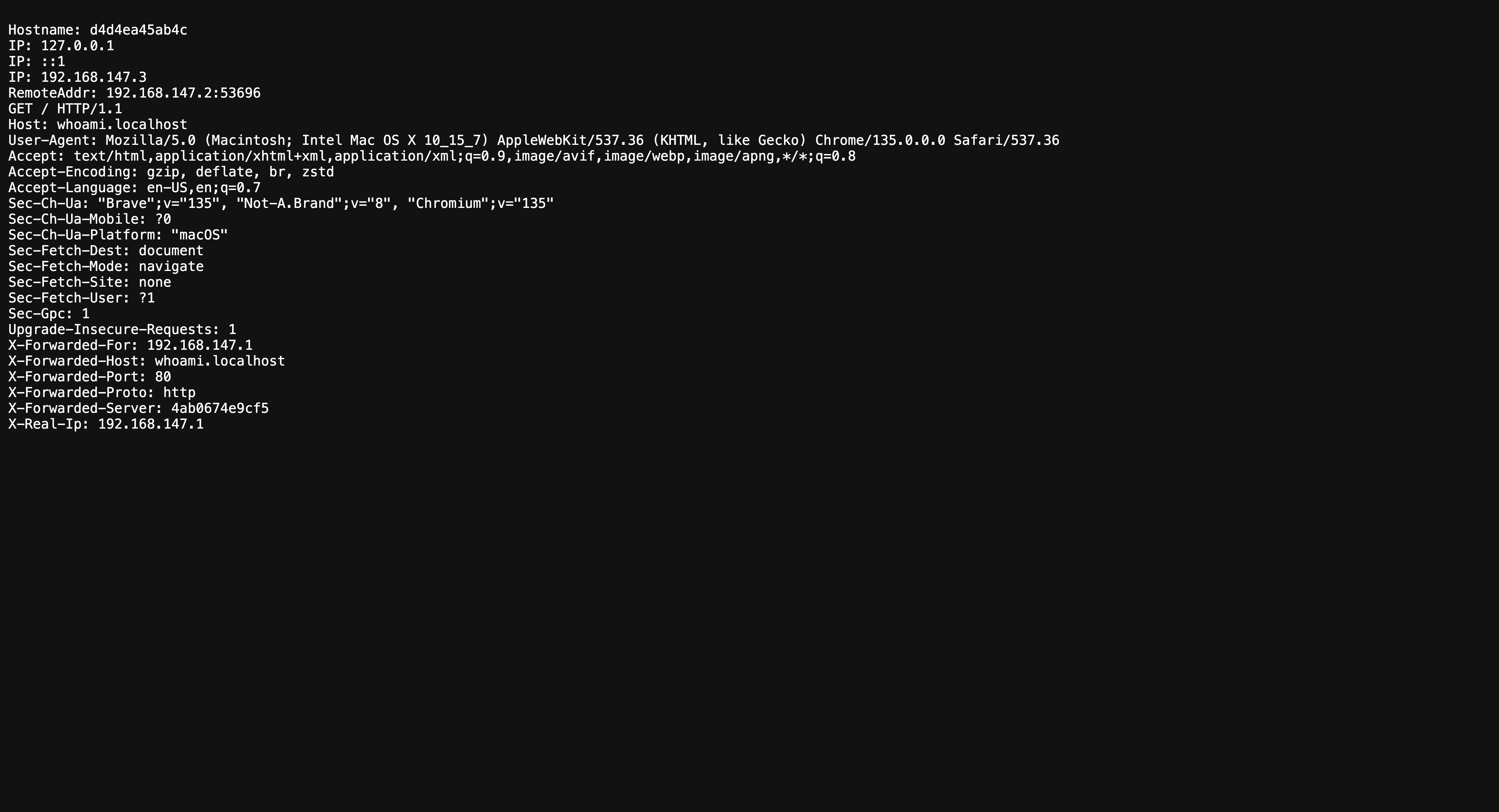 whoami application Screenshot
